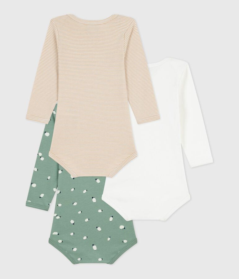 Set lang&auml;rmeliger Baby-Bodys aus Baumwolle mit Schafmotiv vielfarbig