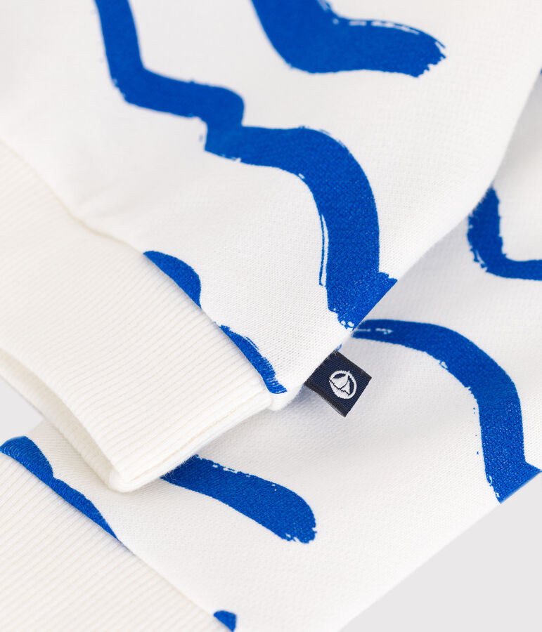 Baby-Sweatshirt aus Baumwolle mit Hai-Motiv weiss/blau