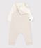 Baby-Set Latzhose und Body mit Kragen aus einfarbiger Baumwolle naturfarben/naturfarben