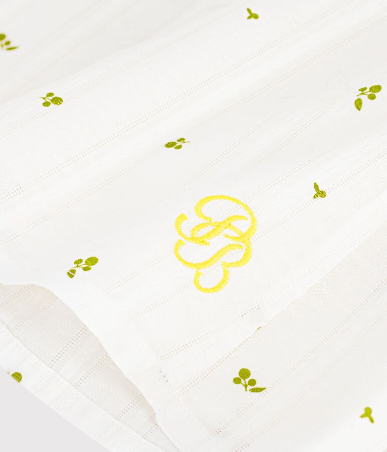 &Auml;rmellose Kinder-Bluse aus Baumwolle mit Blumenmuster weiss/gr&uuml;n