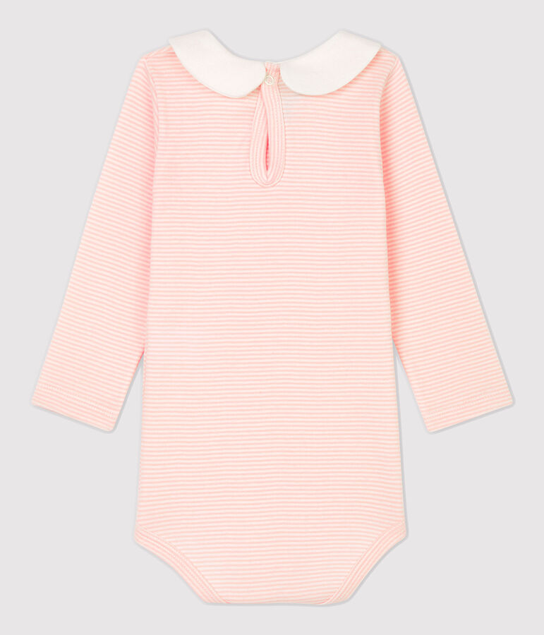 Baby-Body aus Baumwolle. rosa/weiss