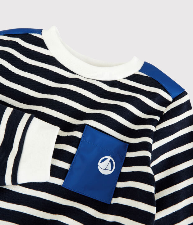 Kinder-Sweatshirt aus Jersey f&uuml;r Jungen blau/weiss