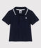 Kurzärmeliges Baby-Poloshirt aus Rippstrick für Jungen blau SMOKING