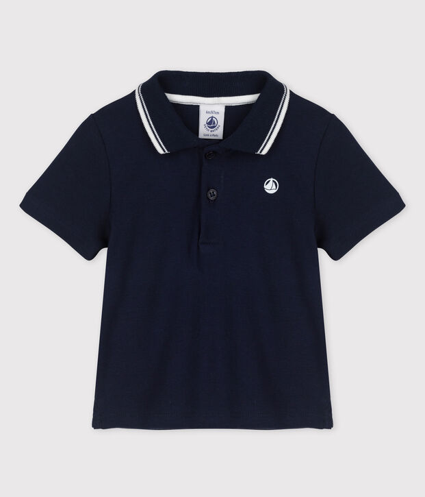 Kurz&auml;rmeliges Baby-Poloshirt aus Rippstrick f&uuml;r Jungen SMOKING