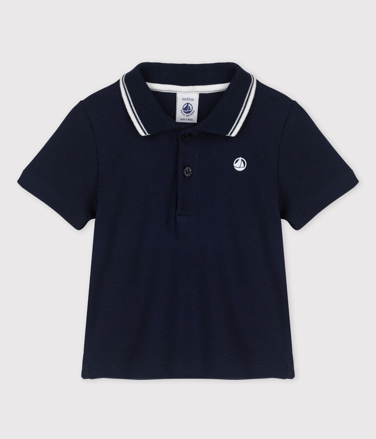 Kurz&auml;rmeliges Baby-Poloshirt aus Rippstrick f&uuml;r Jungen blau