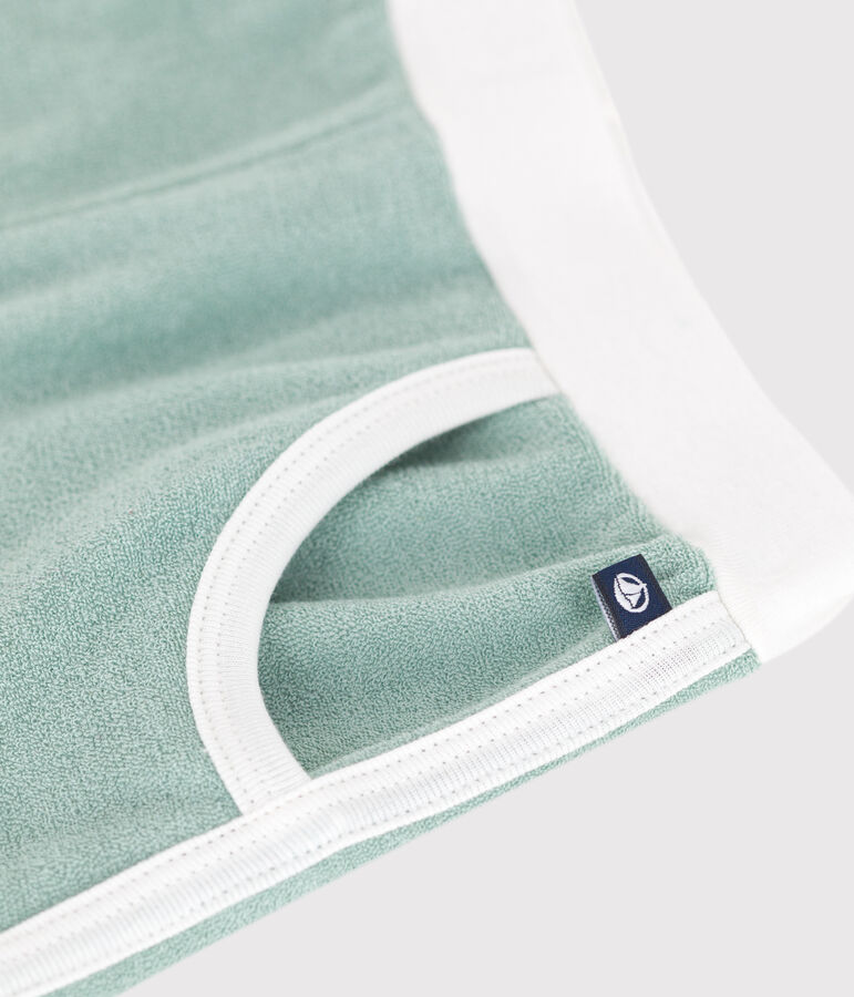 Kinder-Shorts aus einfarbigem Baumwoll-Frottee gr&uuml;n PAUL