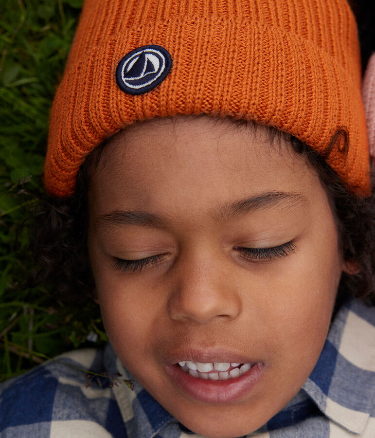 Kinder-M&uuml;tze aus Strick mit Fleece-Futter f&uuml;r Jungen und M&auml;dchen. braun