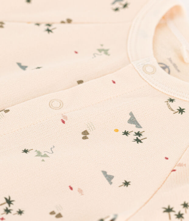 Langer bedruckter Baby-Overall aus Molton naturfarben/vielfarbig