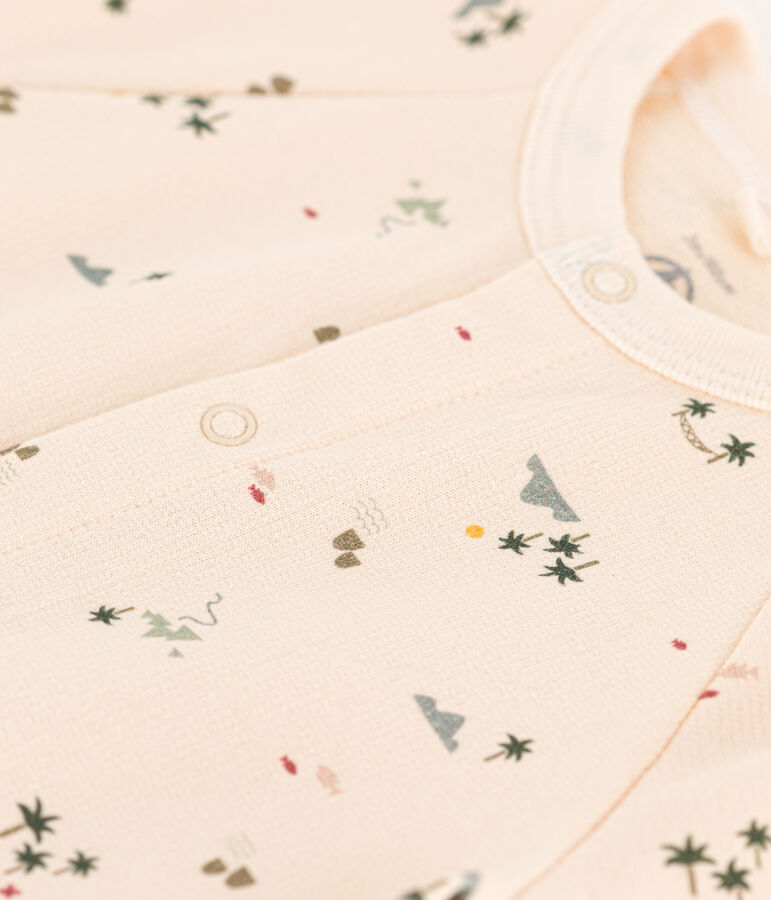 Langer bedruckter Baby-Overall aus Molton naturfarben/vielfarbig