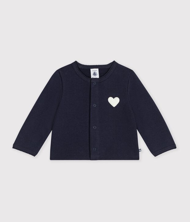 Baby-Cardigan aus einfarbiger Baumwolle mit Herzaufn&auml;her SOIR