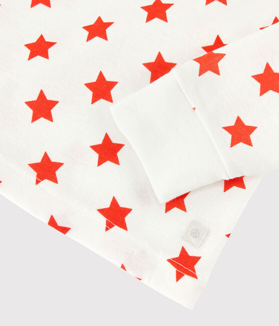 Kinderpyjama aus Bio-Baumwolle mit grafischem Printmuster weiss MARSHMALLOW/ SPICY