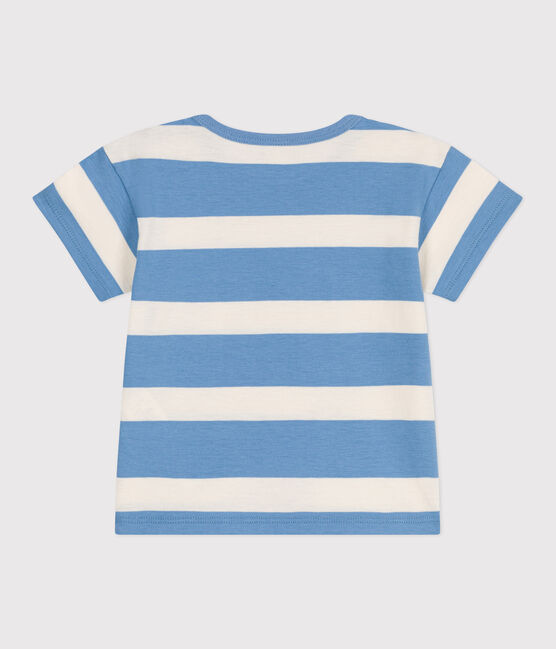 Kurzärmeliges Baby-T-Shirt aus Baumwolle mit Streifen blau ALASKA/ AVALANCHE