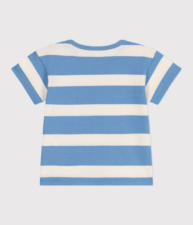 Kurz&auml;rmeliges Baby-T-Shirt aus Baumwolle mit Streifen blau/naturfarben