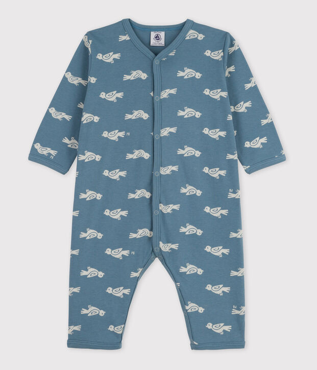 Fu&szlig;loser Baby-Strampler blau/weiss