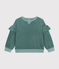 Kinder-Sweatshirt aus einfarbigem Nicki für Mädchen grün BRUT
