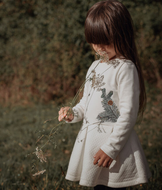 Baby-Kleid für Mädchen Petit Bateau x Deyrolle weiss MARSHMALLOW