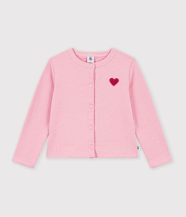 Kinder-Cardigan aus einfarbiger Baumwolle rosa