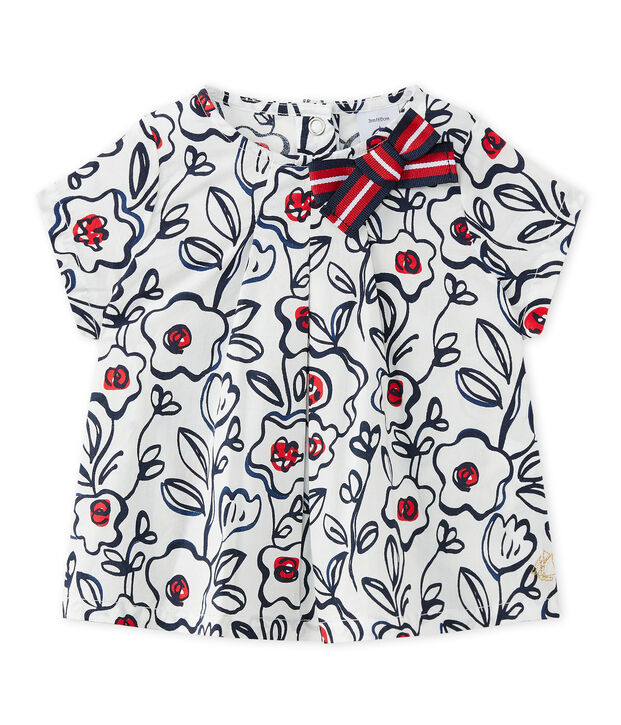 Baby-M&auml;dchen-Bluse aus Popeline weiss/vielfarbig