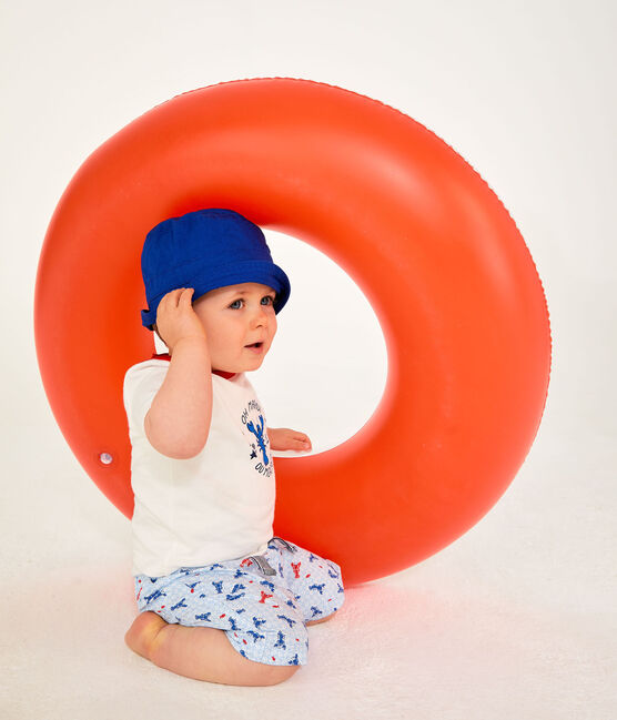 Kurzärmeliges Baby-T-Shirt für Jungen weiss MARSHMALLOW/rot PEPS
