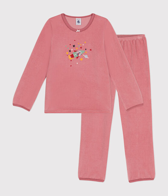 Kinder-Pyjama aus einfarbigem Nicki rosa ROSEWOOD