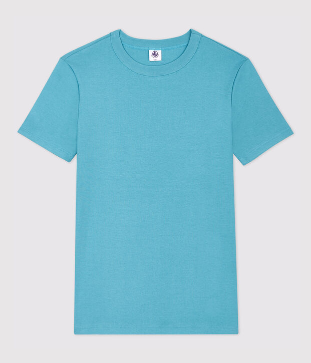 Damen-T-Shirt aus Baumwolle mit Rundhalsausschnitt blau