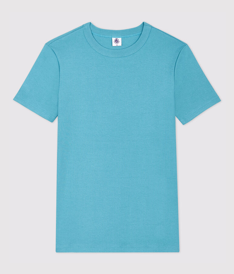 Damen-T-Shirt aus Baumwolle mit Rundhalsausschnitt blau MIROIR