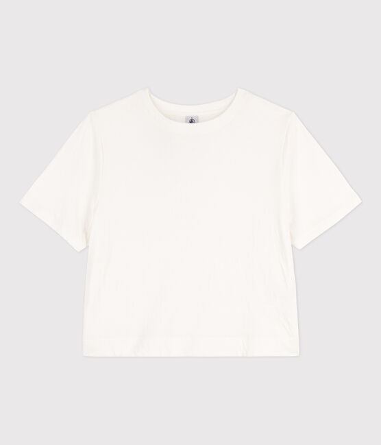 Damen-T-Shirt LE BOXY aus Baumwolle weiss MARSHMALLOW