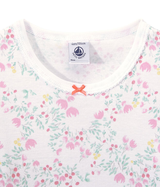 Lang&auml;rmeliges M&auml;dchen-Nachthemd mit Print weiss/vielfarbig