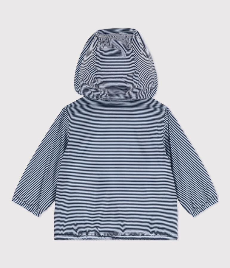 Warmer Baby-Windbreaker aus recyceltem Polyester blau/weiss