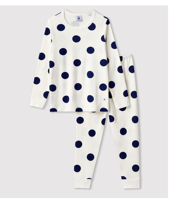 Kinderpyjama aus Bio-Baumwolle mit grafischem Printmuster weiss MARSHMALLOW/blau MEDIEVAL