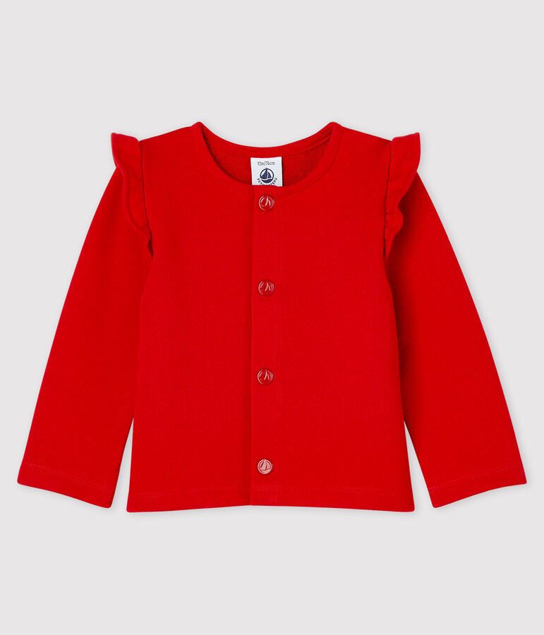 Baby-Cardigan aus Molton f&uuml;r M&auml;dchen rot TERKUIT