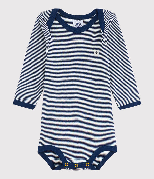 Lang&auml;rmeliger Baby-Body M&auml;dchen/Jungen blau/weiss