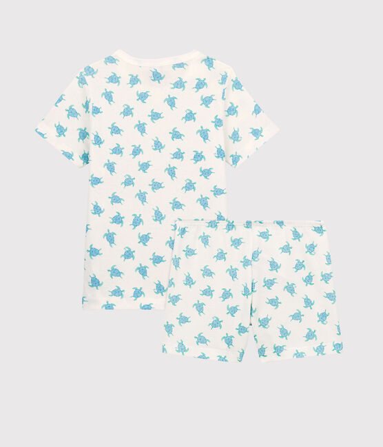 Kinder-Kurzpyjama aus Baumwolle weiss MARSHMALLOW/weiss MULTICO