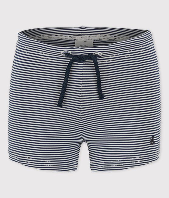 Baby-Badeshorts aus recyceltem Material blau MEDIEVAL/weiss MARSHMALLOW