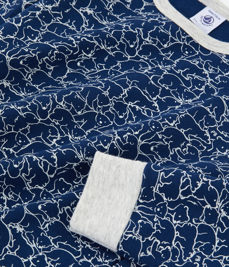 Molton-Pyjama f&uuml;r kleine Jungen blau/weiss