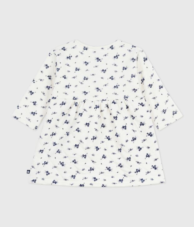 Lang&auml;rmeliges Baby-Kleid aus Baumwolle mit Blumenmuster blau/blau