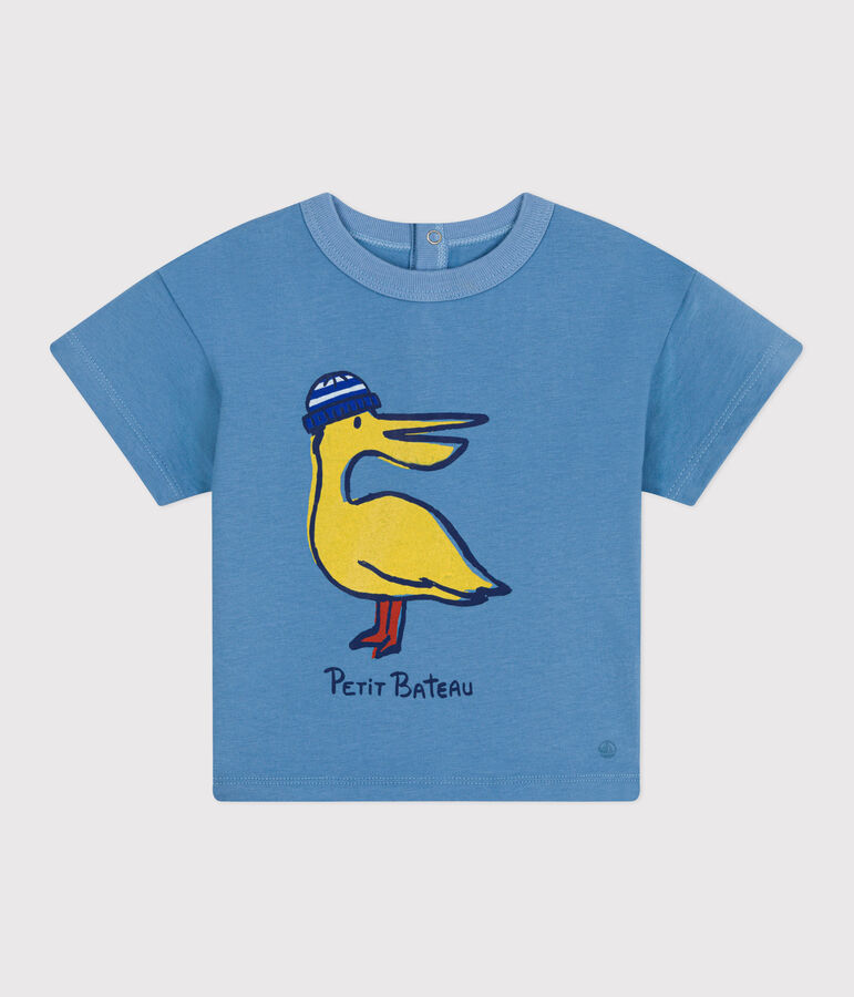 Kurz&auml;rmeliges Baby-T-Shirt aus einfarbiger Baumwolle blau