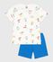 Kinder-Kurzpyjama aus Baumwolle mit Surfmotiv weiss MARSHMALLOW/weiss MULTICO