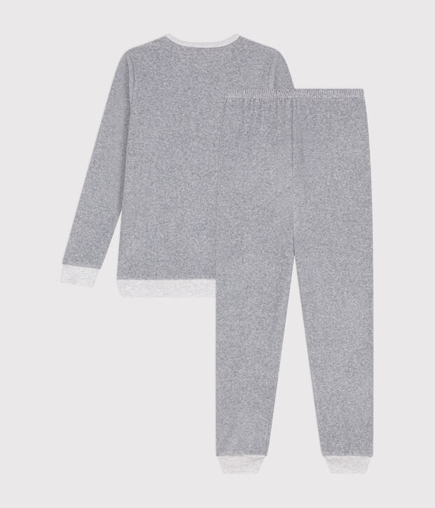 Einfarbiger Pyjama aus Nicki f&uuml;r Kinder CALCE = FUMEE CHINE
