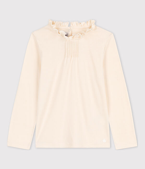 Langärmeliges Kinder-T-Shirt aus Baumwolle für Mädchen naturfarben AVALANCHE