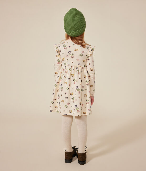 Langärmeliges Kinder-Kleid aus Doppeljersey für Mädchen weiss AVALANCHE/ MULTICO