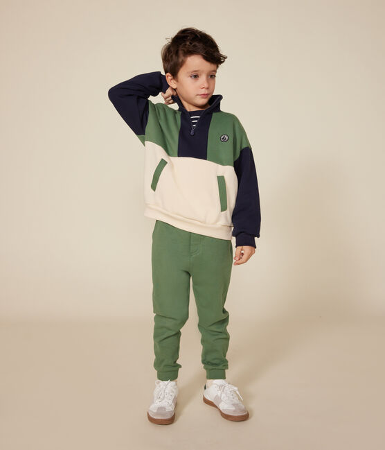 Kinder-Sweatshirt mit Reißverschluss-Stehkragen aus Molton für Jungen weiss AVALANCHE/ MULTICO
