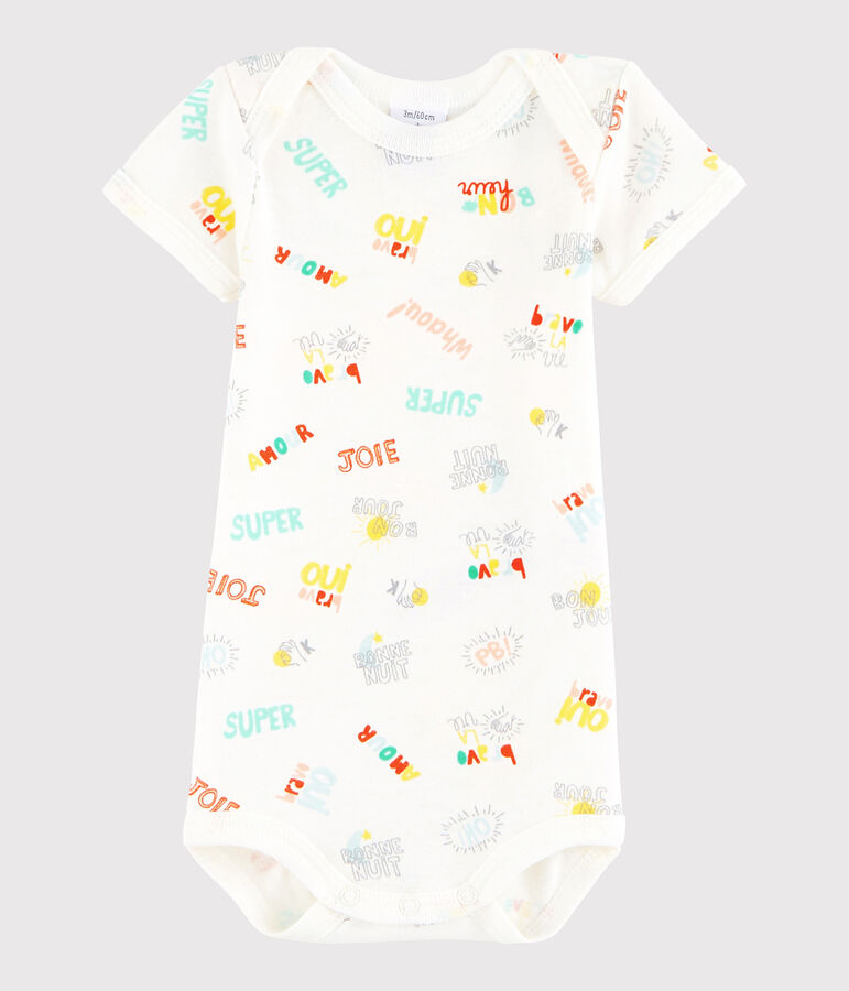 Kurz&auml;rmeliger Baby-Body M&auml;dchen/Jungen weiss/vielfarbig