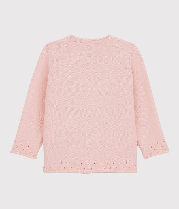 Baby-Cardigan aus Strickmaterial. rosa