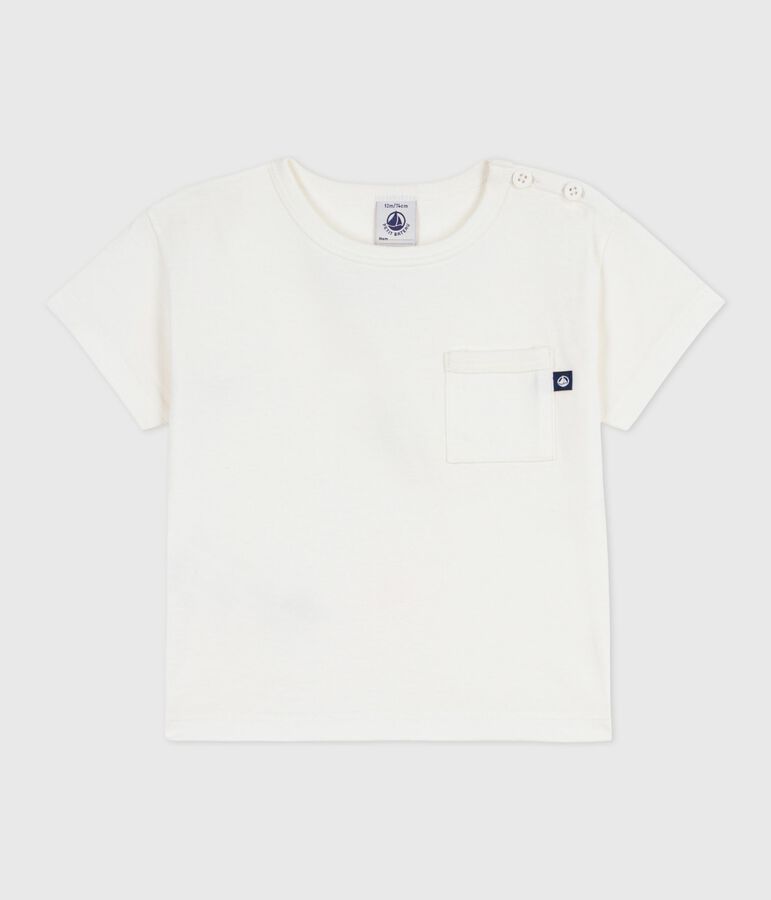 Kurz&auml;rmeliges Baby-T-Shirt aus einfarbiger Baumwolle weiss