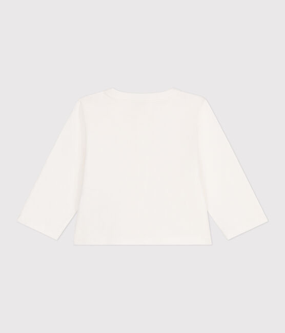 Baby-Cardigan aus einfarbiger Baumwolle weiss MARSHMALLOW