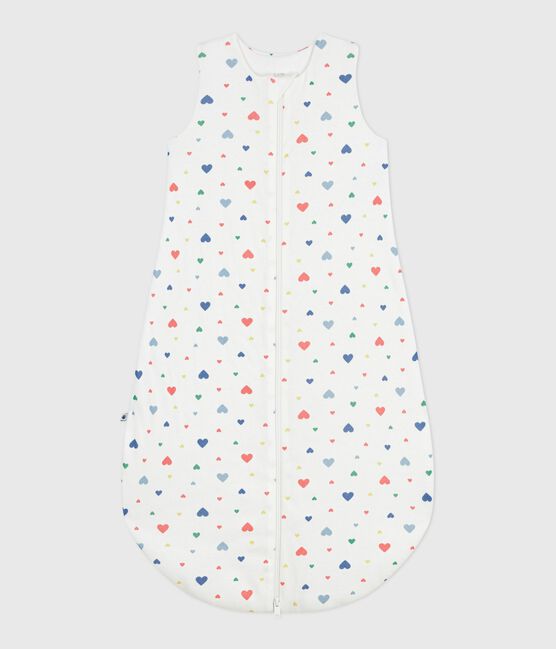 Babyschlafsack aus Baumwolle mit Herzmotiv TOG-Wert 2 weiss MARSHMALLOW/weiss MULTICO