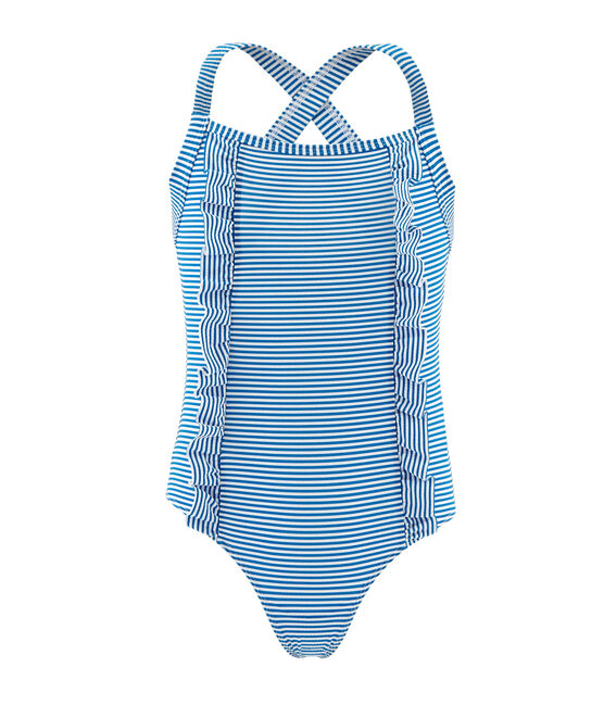 1-teiliger Kinder-Badeanzug Mädchen blau RIYADH/weiss MARSHMALLOW