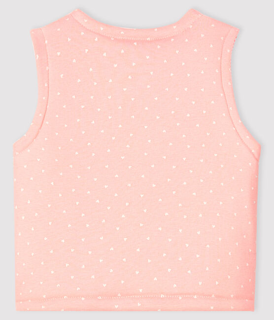 Ärmellose, wendbare Baby-Jacke aus wattiertem Rippstrick für Mädchen rosa MINOIS/weiss MARSHMALLOW