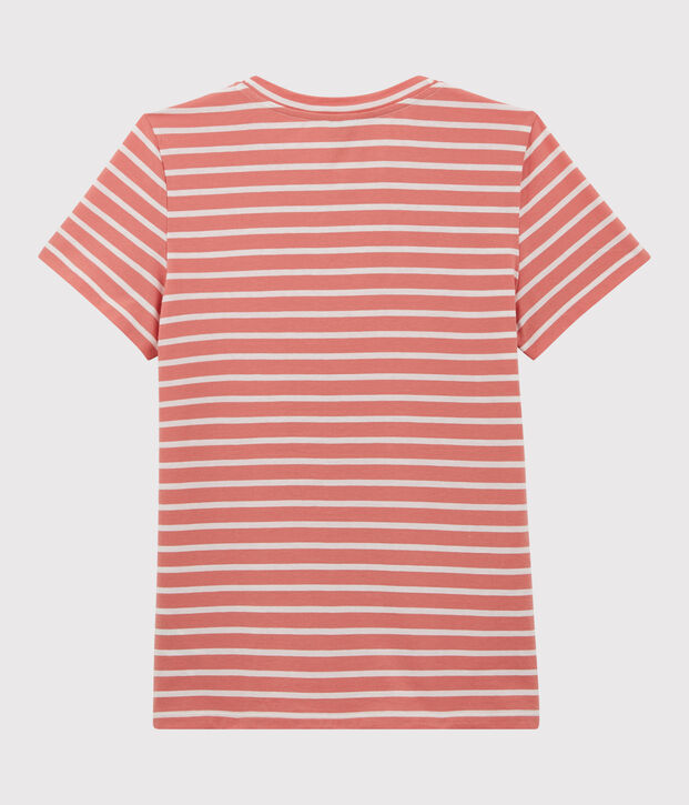 T-Shirt DAS GERADE mit Rundhalsausschnitt aus Bio-Baumwolle f&uuml;r Damen rosa/weiss